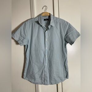 Theory Shirt Men's Button Down Short Sleeve Blue Dark Pattern Size S